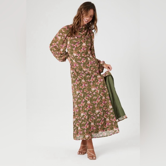 Floral Print Cowl Neck Maxi Dress Forever 21 XS - Picture 4 of 12